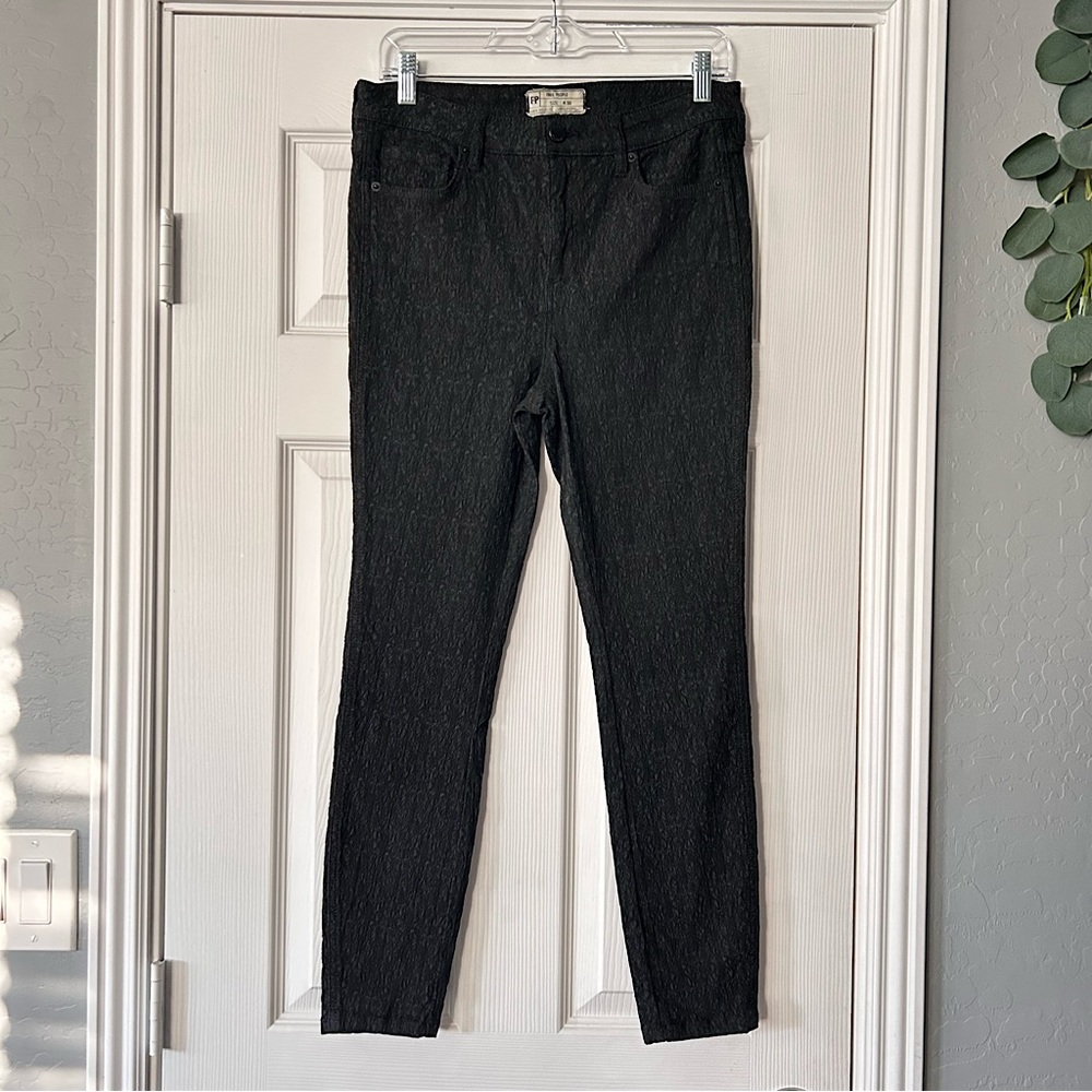 Free People Skinny High Rise Lace Threaded Jeans